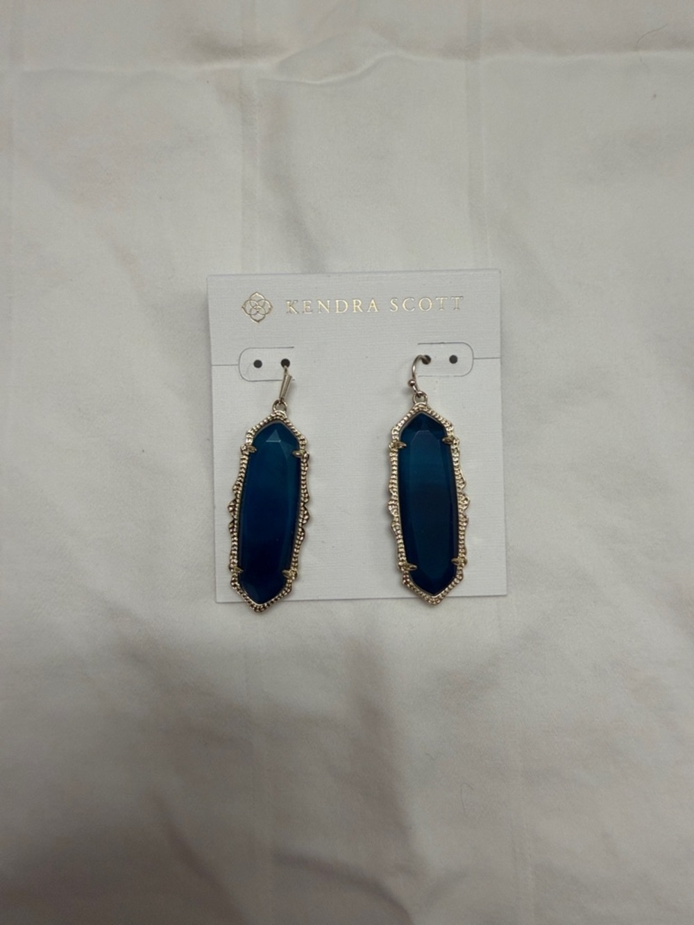Kendra Scott Frances Teal Agate Drop Earrings with Gold Frame